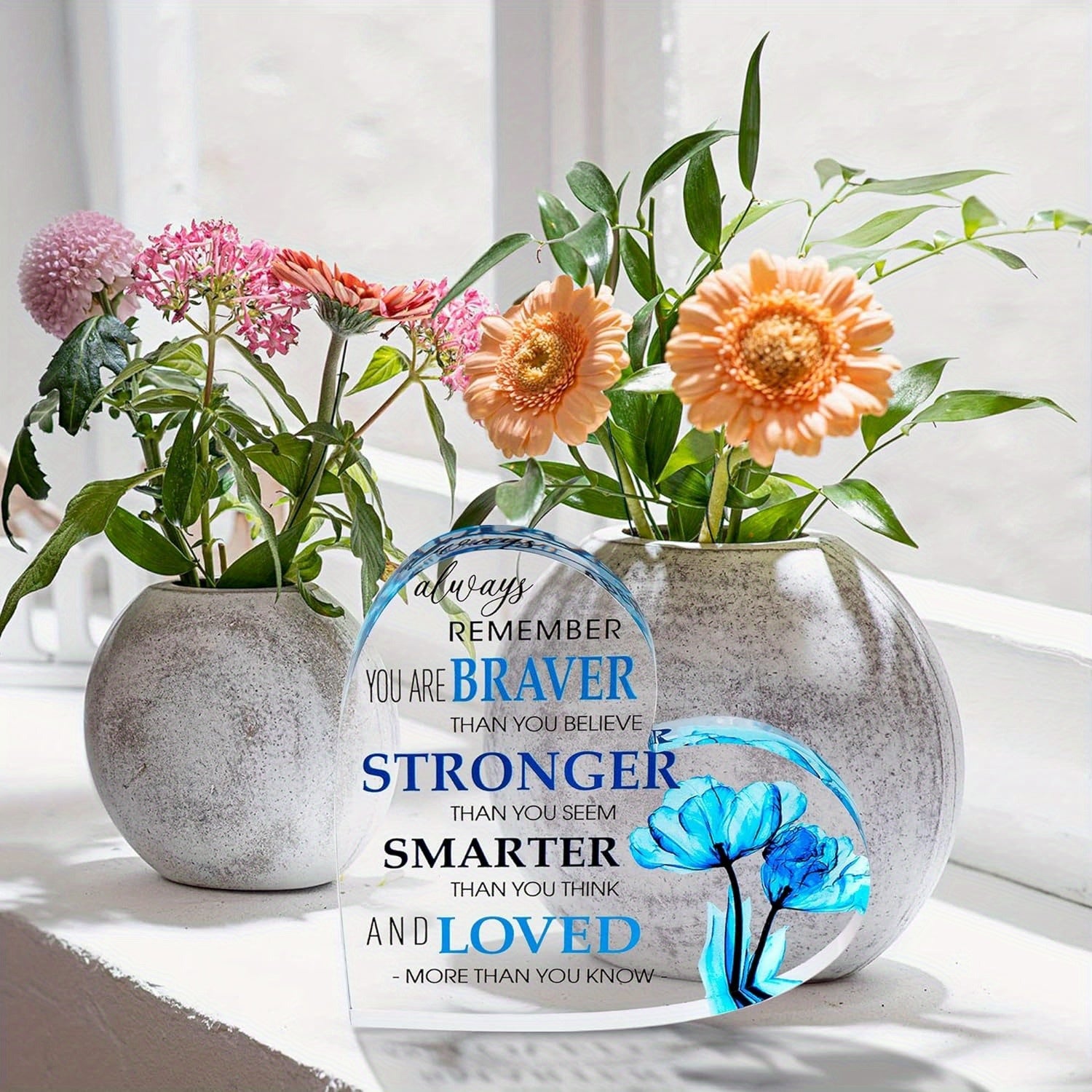 Inspirational Blue Flower Heart - Perfect Gift for Desk or Farewell - The Cool Collective AU