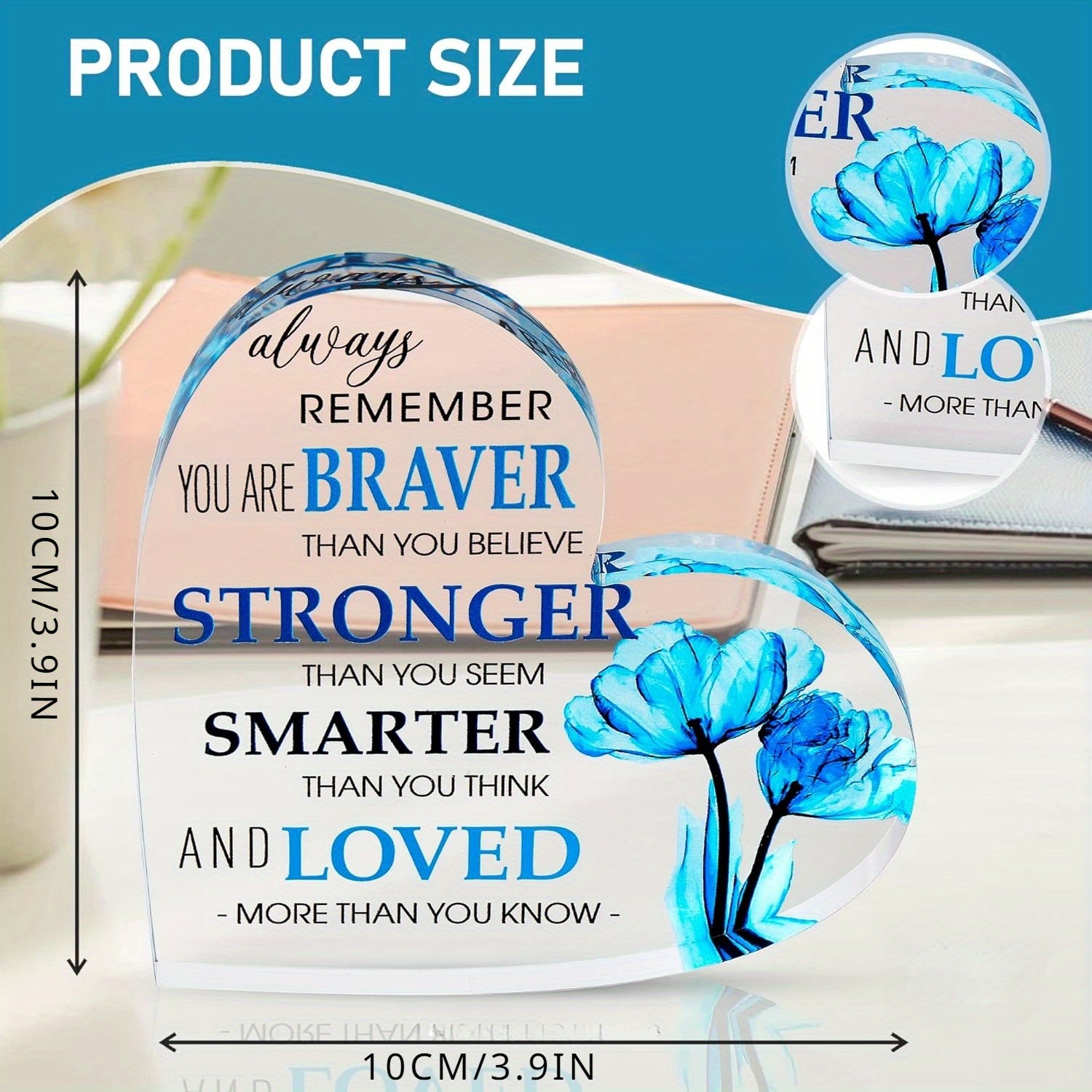 Inspirational Blue Flower Heart - Perfect Gift for Desk or Farewell - The Cool Collective AU