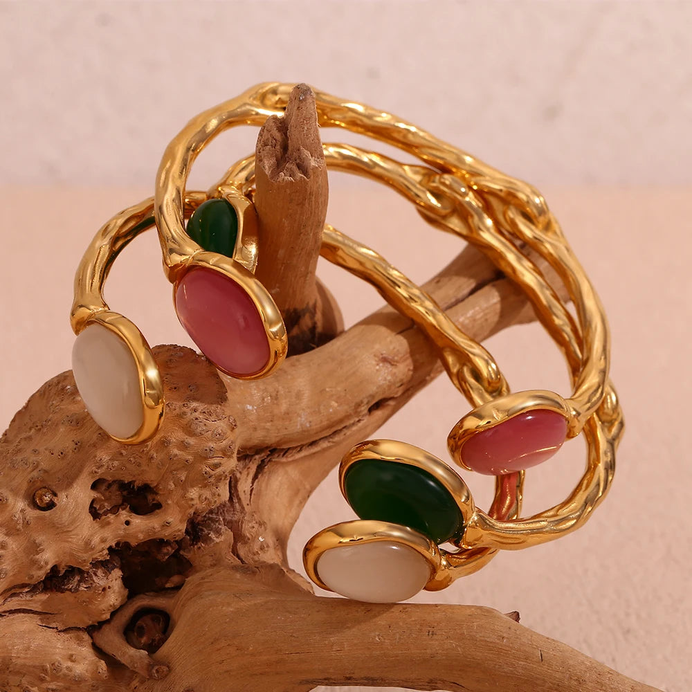 Natural Crystal Gold Toned Bangle - The Cool Collective AU