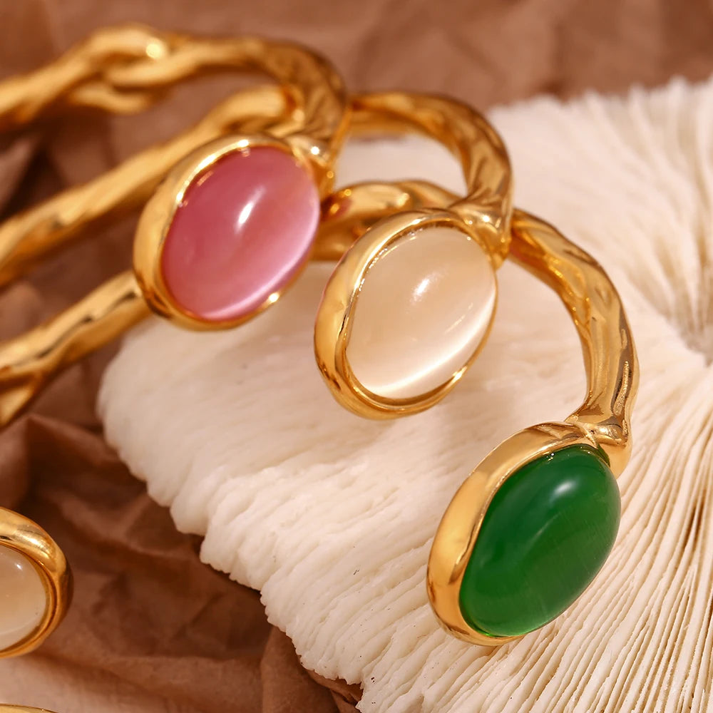 Natural Crystal Gold Toned Bangle - The Cool Collective AU