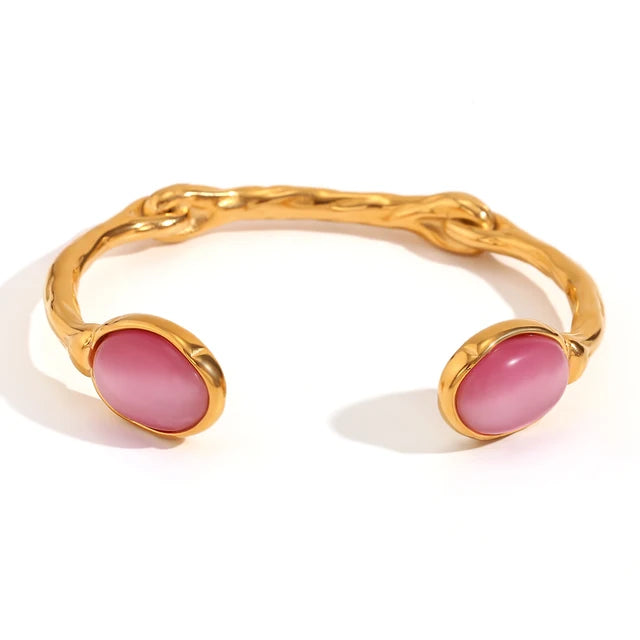 Natural Crystal Gold Toned Bangle - The Cool Collective AU