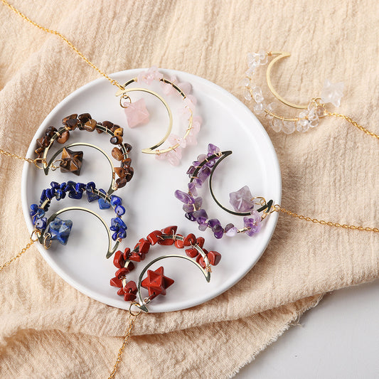 Natural Crystal Moon Pendant Wind Chime Ornament Gift Decoration - The Cool Collective AU