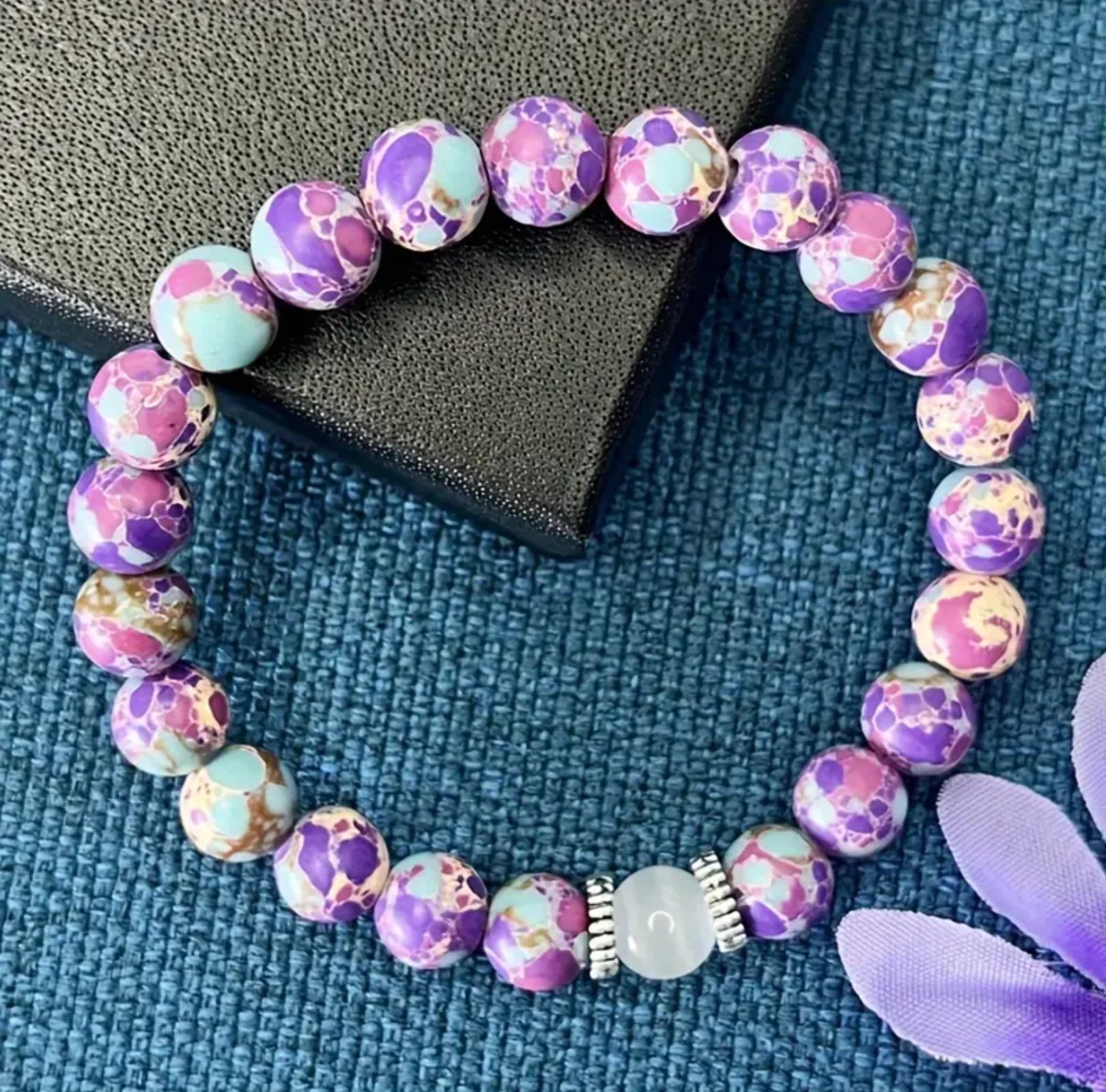 Natural Stone Bracelet with Marine Sedimentary Stone & Moonstone -Positivity, Energy Balancing - The Cool Collective AU