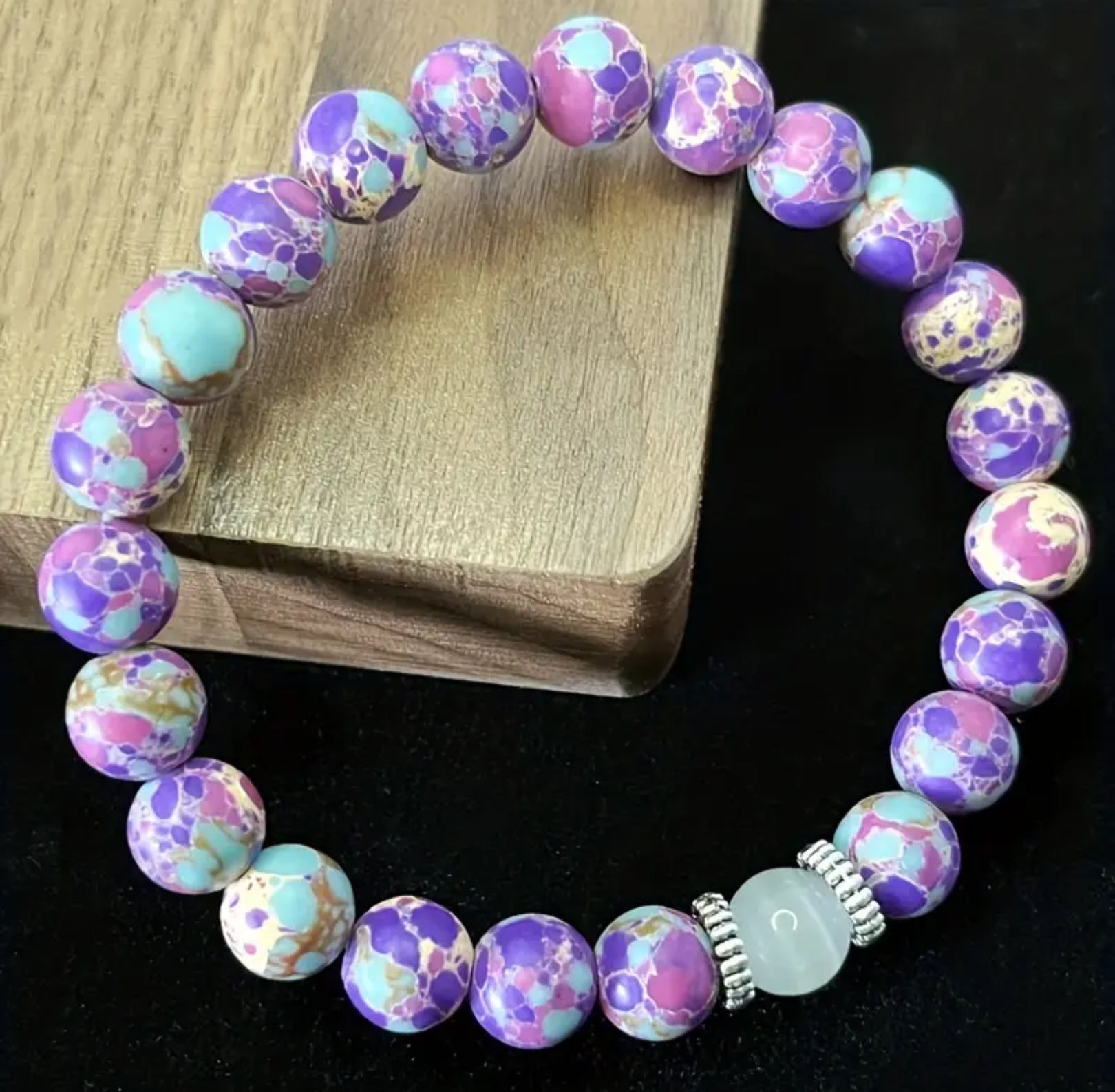 Natural Stone Bracelet with Marine Sedimentary Stone & Moonstone -Positivity, Energy Balancing - The Cool Collective AU
