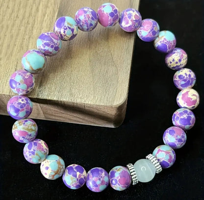 Natural Stone Bracelet with Marine Sedimentary Stone & Moonstone -Positivity, Energy Balancing - The Cool Collective AU