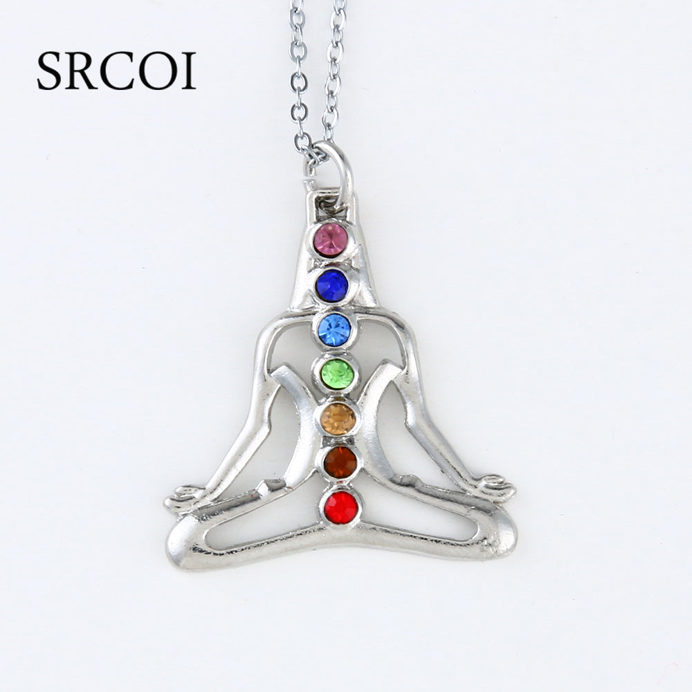 Reiki Chakra Pendant Necklace - 7 Crystal Beads & Healing Quartz - The Cool Collective AU