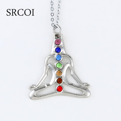 Reiki Chakra Pendant Necklace - 7 Crystal Beads & Healing Quartz - The Cool Collective AU