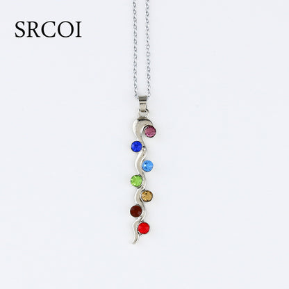 Reiki Chakra Pendant Necklace - 7 Crystal Beads & Healing Quartz - The Cool Collective AU