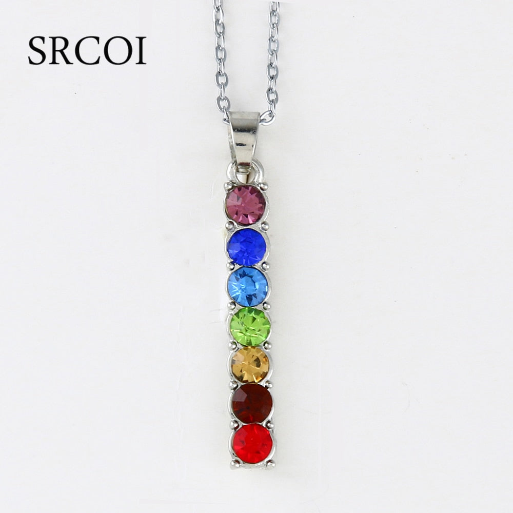 Reiki Chakra Pendant Necklace - 7 Crystal Beads & Healing Quartz - The Cool Collective AU