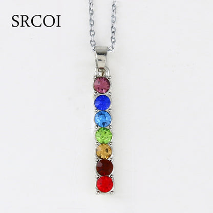 Reiki Chakra Pendant Necklace - 7 Crystal Beads & Healing Quartz - The Cool Collective AU