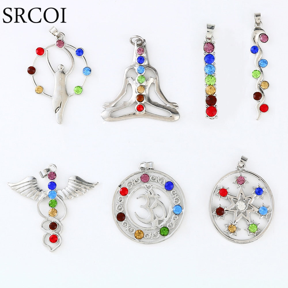 Reiki Chakra Pendant Necklace - 7 Crystal Beads & Healing Quartz - The Cool Collective AU