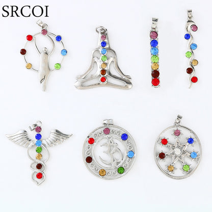 Reiki Chakra Pendant Necklace - 7 Crystal Beads & Healing Quartz - The Cool Collective AU