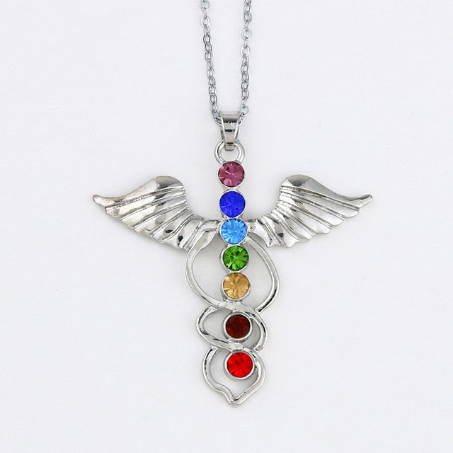 Reiki Chakra Pendant Necklace - 7 Crystal Beads & Healing Quartz - The Cool Collective AU