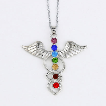 Reiki Chakra Pendant Necklace - 7 Crystal Beads & Healing Quartz - The Cool Collective AU