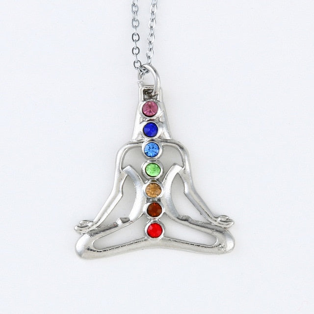 Reiki Chakra Pendant Necklace - 7 Crystal Beads & Healing Quartz - The Cool Collective AU