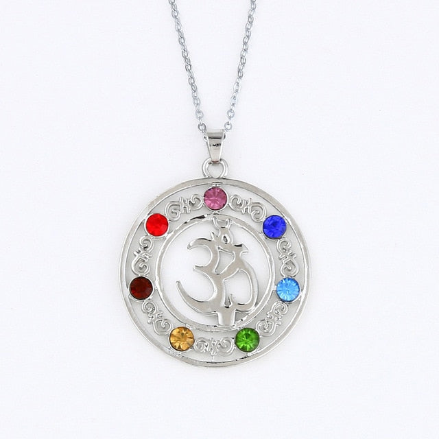 Reiki Chakra Pendant Necklace - 7 Crystal Beads & Healing Quartz - The Cool Collective AU