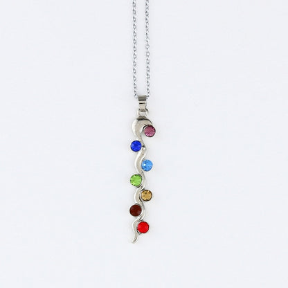 Reiki Chakra Pendant Necklace - 7 Crystal Beads & Healing Quartz - The Cool Collective AU