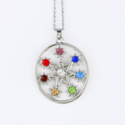 Reiki Chakra Pendant Necklace - 7 Crystal Beads & Healing Quartz - The Cool Collective AU