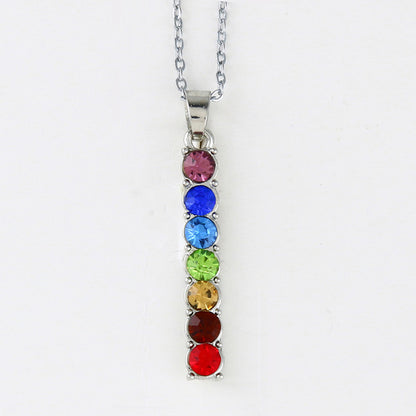 Reiki Chakra Pendant Necklace - 7 Crystal Beads & Healing Quartz - The Cool Collective AU