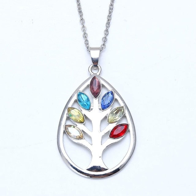 Reiki Chakra Pendant Necklace - 7 Crystal Beads & Healing Quartz - The Cool Collective AU