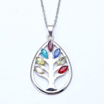 Reiki Chakra Pendant Necklace - 7 Crystal Beads & Healing Quartz - The Cool Collective AU