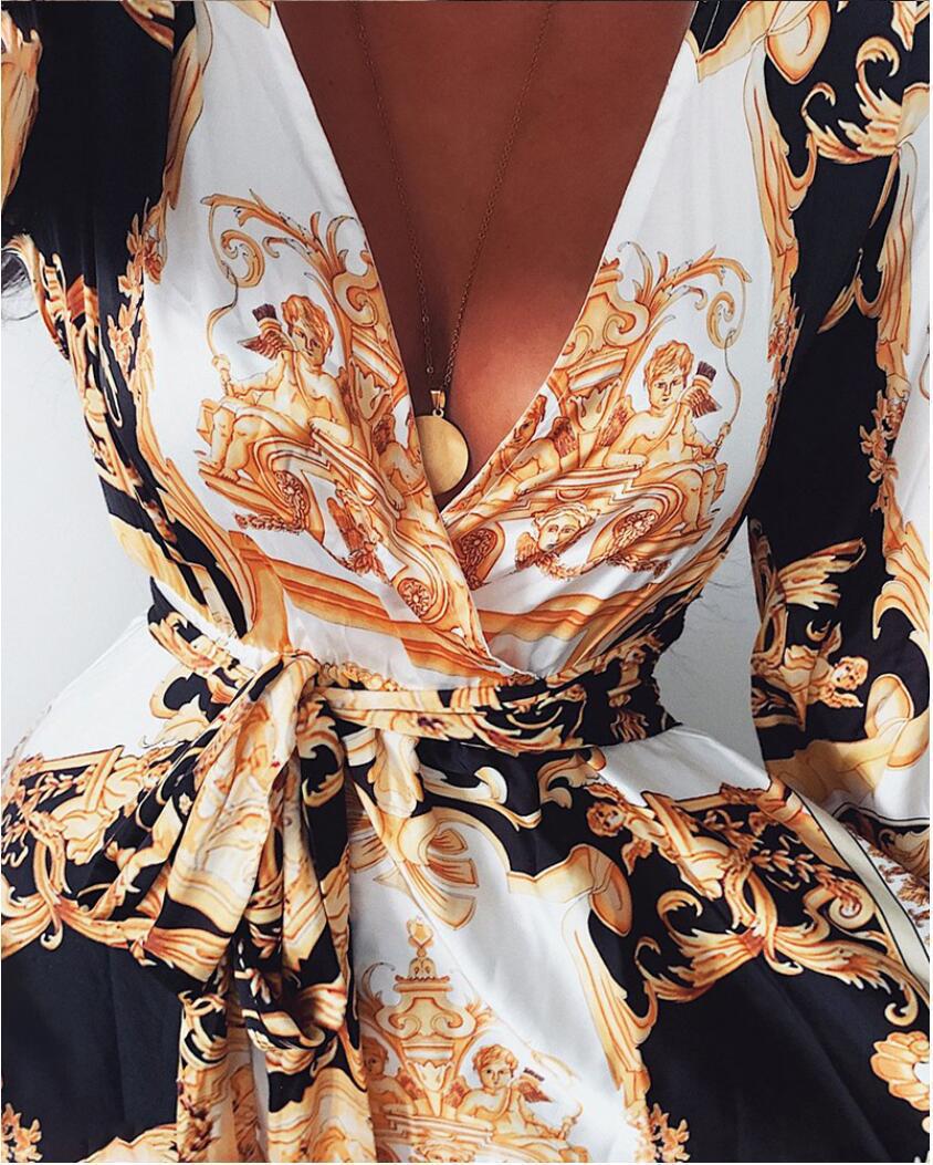 Retro V-Neck Long Sleeve Evening Dress with Skirt for Women - The Cool Collective AU