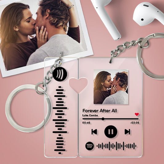 Personalised Spotify Keychain with Photo – Custom Scannable Music Code Gift for Couples, Boyfriend or Girlfriend