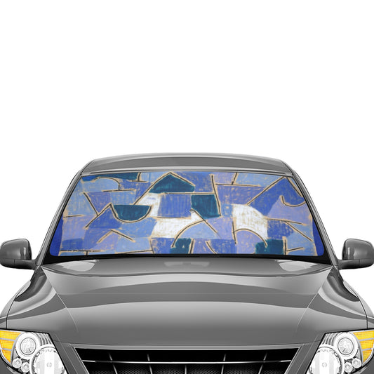 Shades of Blue Abstract Car Sun Shade Umbrella 58"x29" - The Cool Collective AU