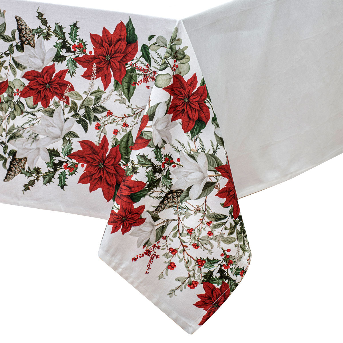 100% Cotton Ashdene Poinsettia Festive Christmas Holiday Tablecloth 150 x 300 cm - The Cool Collective AU