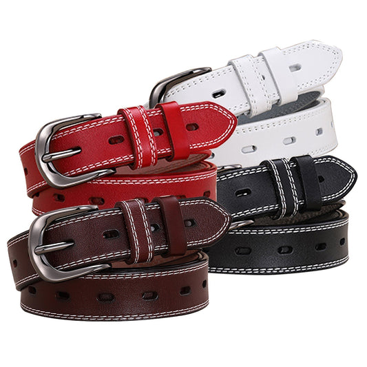 Classic Leather Belts for Women, Joyreap Genuine Leather Womens Belts Alloy Pin Buckle (White)