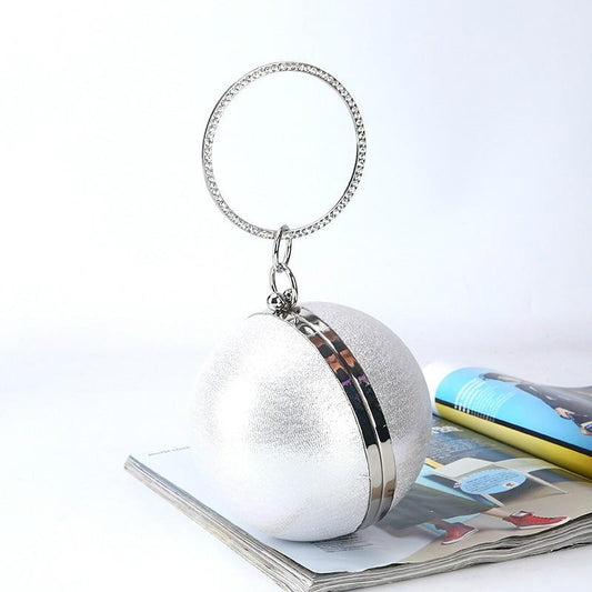 Chic Round Ball Clutch for Evening Events - Silver