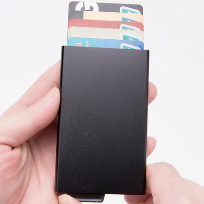 Automatic Eject Rfid Blocking Aluminum Card Wallet - Red