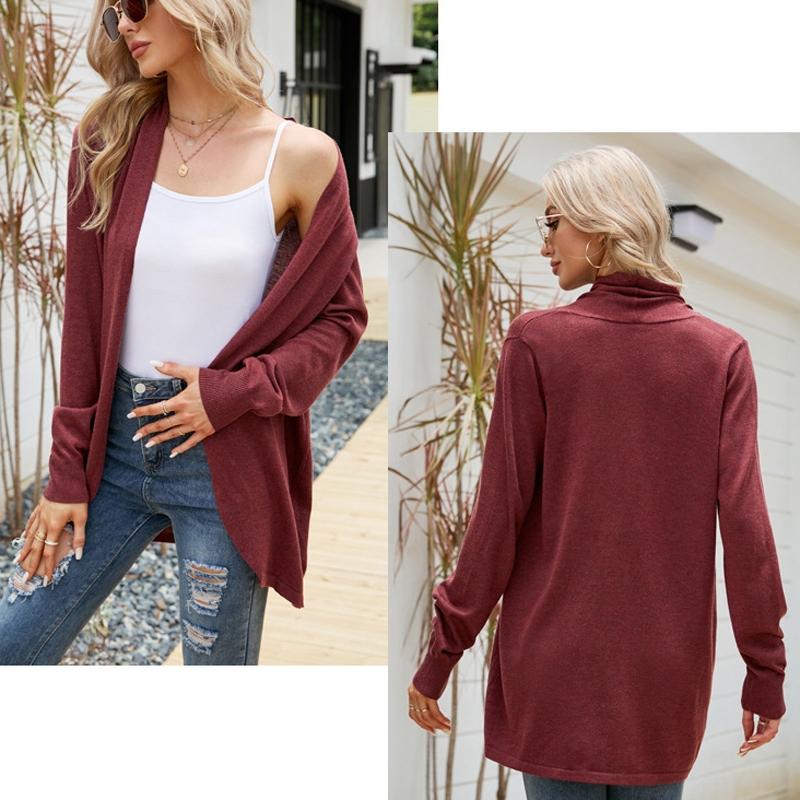 Women Mid-Length Sweater Jacket Temperament Loose Knitted Cardigan - Grey - Xl