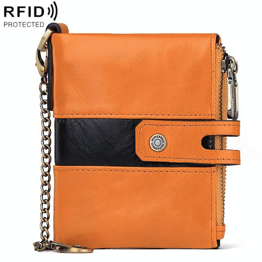 Retro Mens Coin Purse with Rfid Protection - Orange