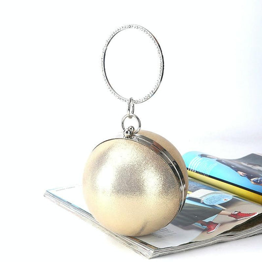 Chic Round Ball Clutch for Evening Events - Gold