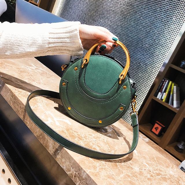 Retro Leather Mini Shoulder Bag for Women - Green