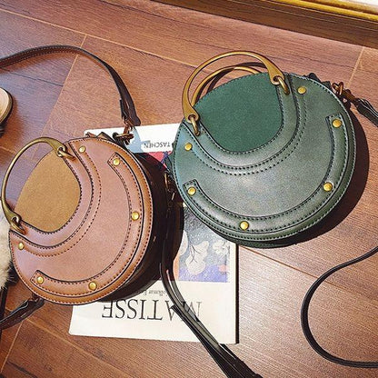 Retro Leather Mini Shoulder Bag for Women - Green