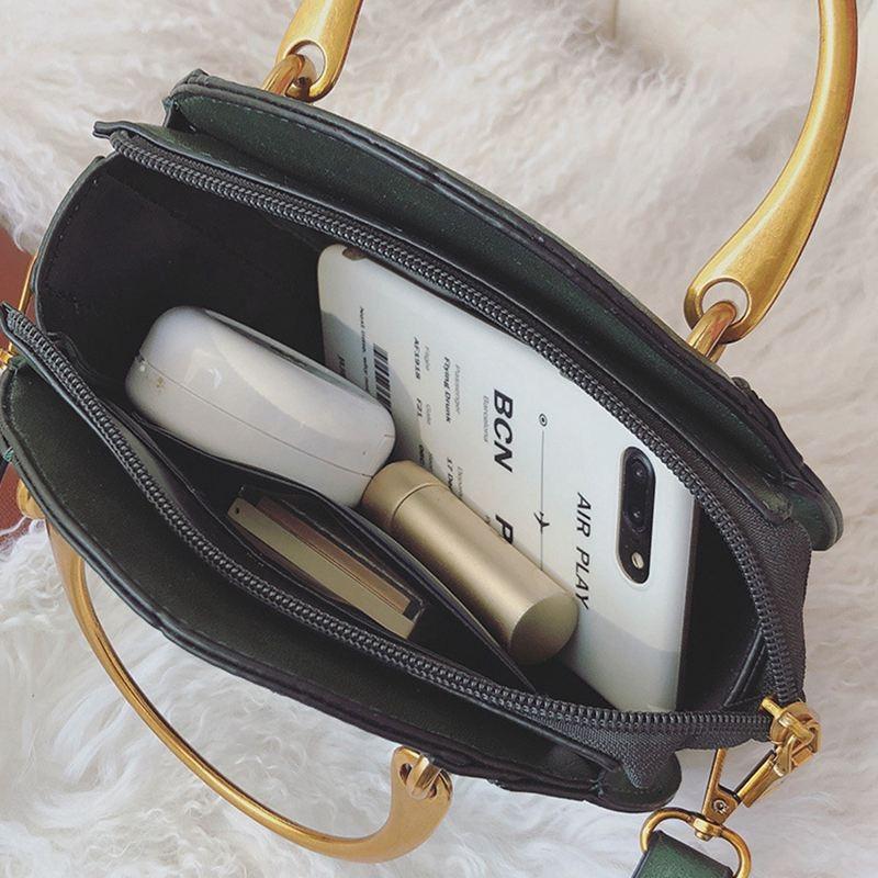 Retro Leather Mini Shoulder Bag for Women - Green