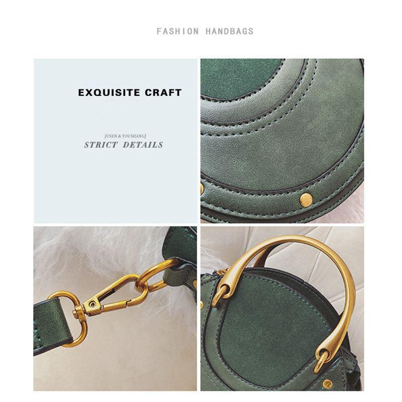 Retro Leather Mini Shoulder Bag for Women - Green