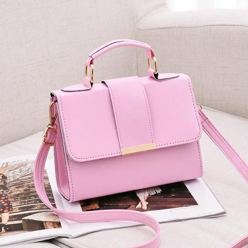 Women Small Leather Shoulder Bag - Flap Crossbody Messenger - Gray