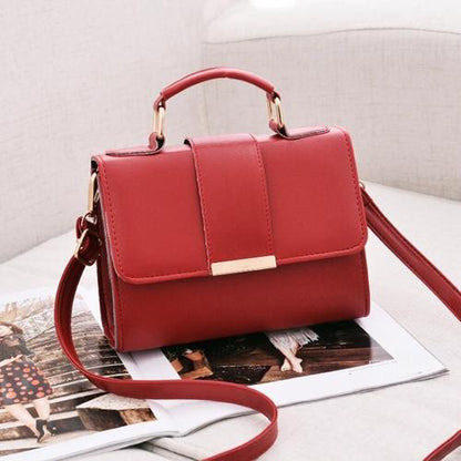 Women Small Leather Shoulder Bag - Flap Crossbody Messenger - Gray