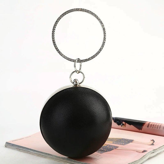 Chic Round Ball Clutch for Evening Events - Black