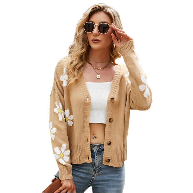 Autumn And Winter Female Knitted Cardigan College Style Sweater Jacket - Green - S