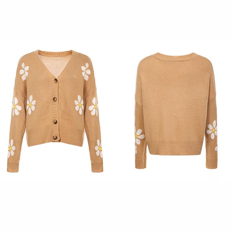 Autumn And Winter Female Knitted Cardigan College Style Sweater Jacket - Green - S