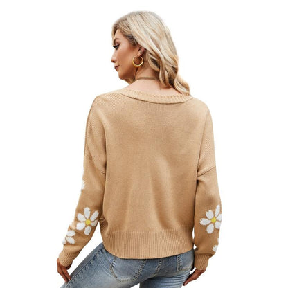Autumn And Winter Female Knitted Cardigan College Style Sweater Jacket - Green - S