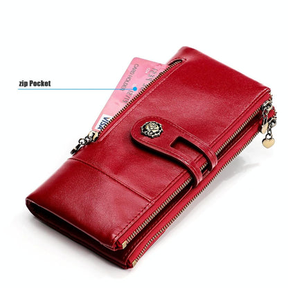 Vintage Rfid Leather Wallet with Card Slots for Women - Green