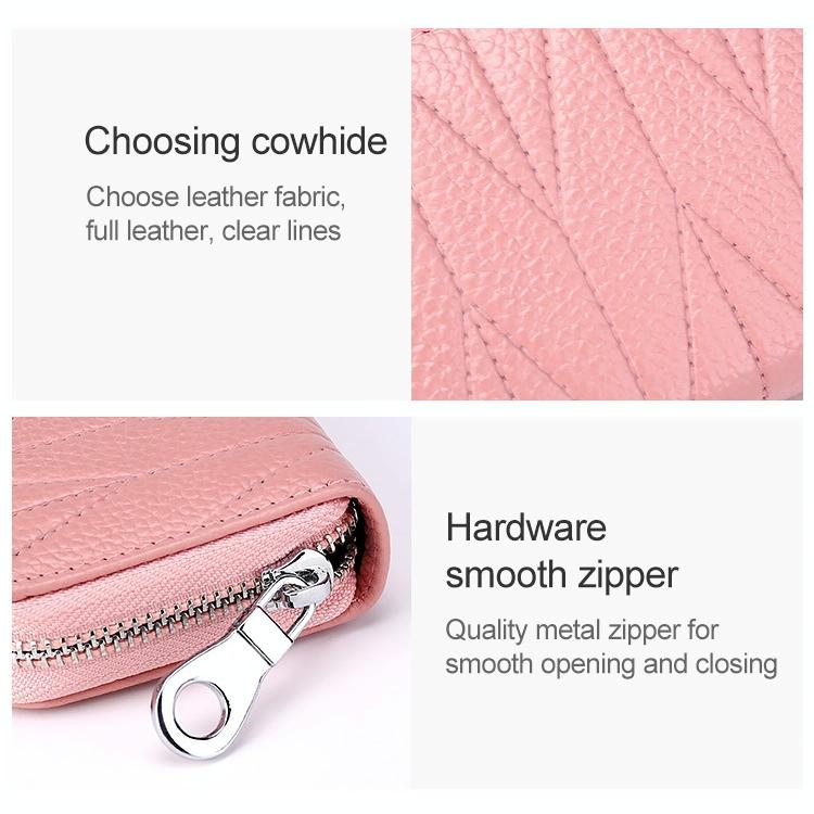 Women Anti Magnetic Leather Rfid Wallet - Dark Blue
