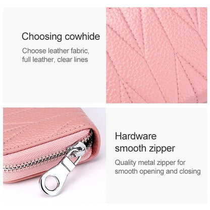 Women Anti Magnetic Leather Rfid Wallet - Dark Blue
