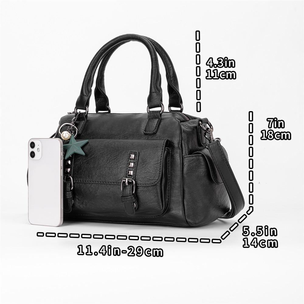 Large Capacity Crossbody Shoulder Bag in Pebbled Leather - Brown