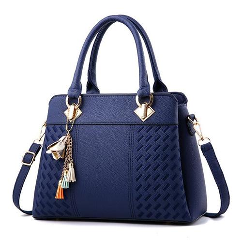 Simple Style Women Leather Crossbody Bag with Tassel Embroidery - Green